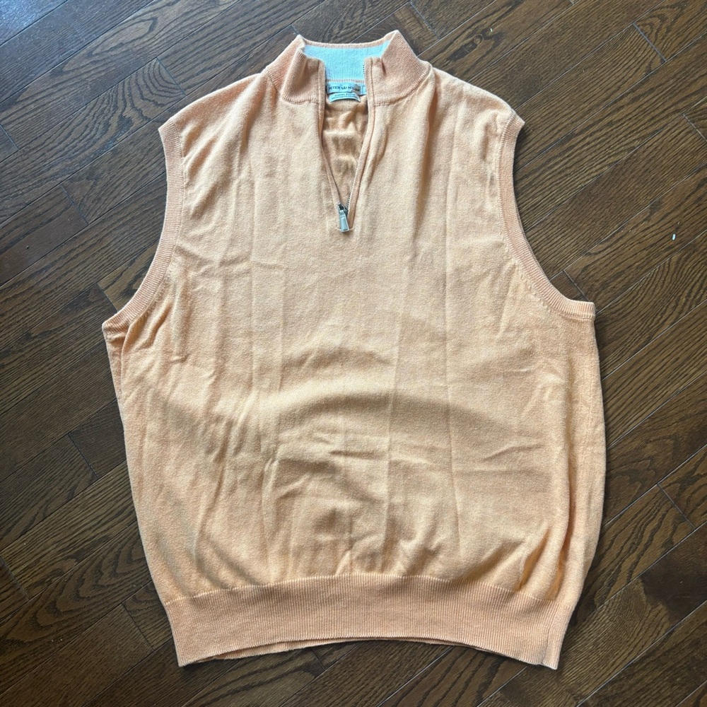 Peter Millar Orange Zip Up Sweater Vest